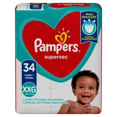 Fralda Descartável Infantil Pampers Supersec XXG 34 Unidades