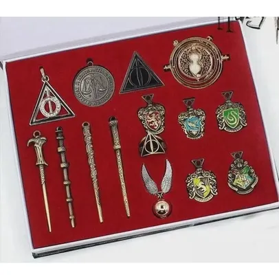 [Com AME R$50,36]15pcs Kit Varinhas Colecionáveis e Djies Harry Potter