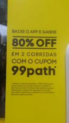 80% OFF em 2 corridas 99POP