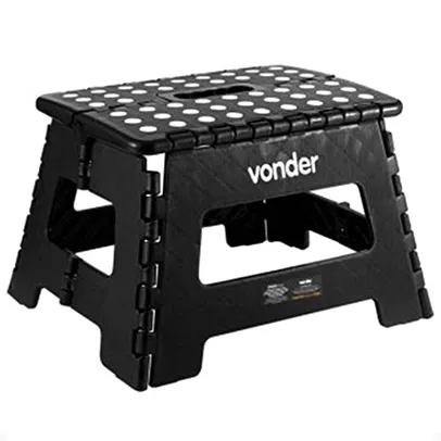 Banqueta Plástica Dobrável, Preta, Altura 220 Mm, Vonder