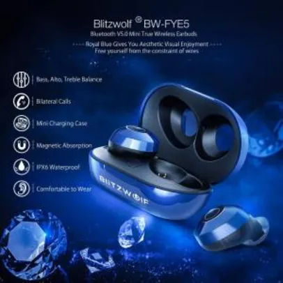 Fone de ouvido Bluetooth 5.0 BlitzWolf BW-FYE5 | R$124