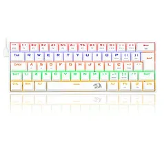 Teclado Mecânico Gamer Compacto Redragon Lakshmi Lunar White Iluminação Rainbow Switch Azul ABNT2 K6