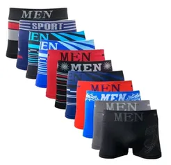 Kit 10 Cuecas Boxer Adulto Masculino tamanho P e M