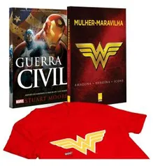 Livros Mulher Maravilha e Guerra Civil + Camiseta