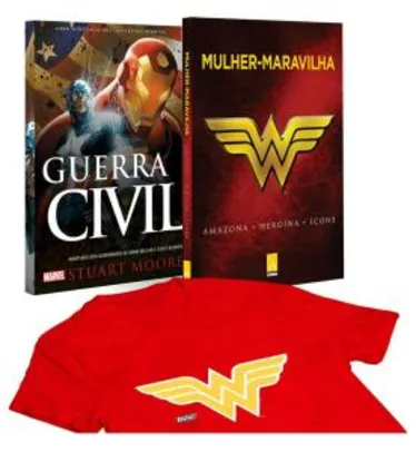 Livros Mulher Maravilha e Guerra Civil + Camiseta