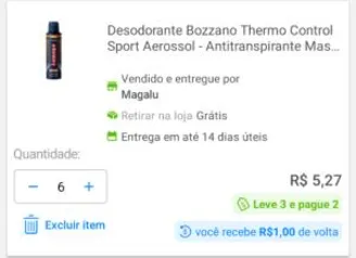 (Magalupay/Leve3 Pague2 R$4,27 un) Desodorante Bozzano Thermo control 90g - R$5