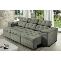 Sofa Itália 2,25 Mts Retrátil E Reclinavel Tecido Suede Cinza - Cama Inbox | R$877