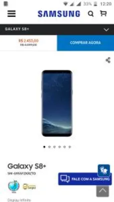 Smartphone Samsung Galaxy S8+ Dual Chip Android 7.0 Tela 6.2" Octa-Core 2.3 GHz 64GB Câmera 12MP - Prata | R$2.208