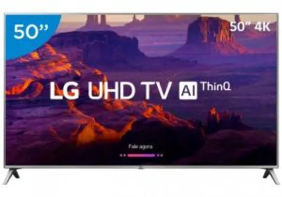 Smart TV 4K LED 50” LG 50UK6520 Wi-Fi HDR - Inteligência Artificial Conversor Digital 4 HDMI