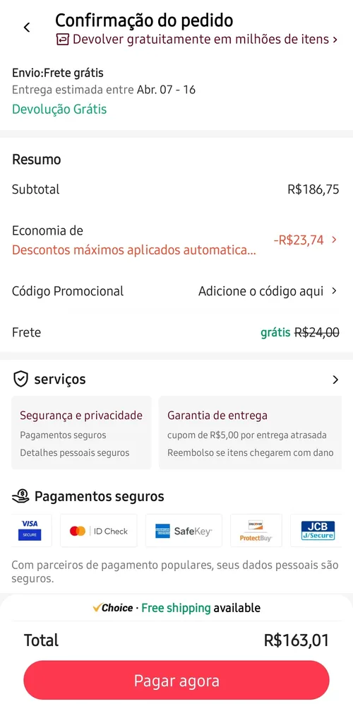 Imagem na descrição da promoção