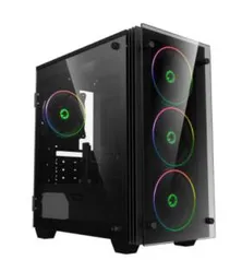 Gabinete Gamer GameMax Stratos H609 ARGB, Mini Tower, Com 4 Fan, Vidro Temperado, Black, S-Fonte