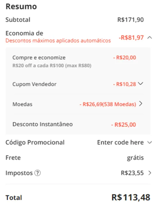 Imagem na descrição da promoção