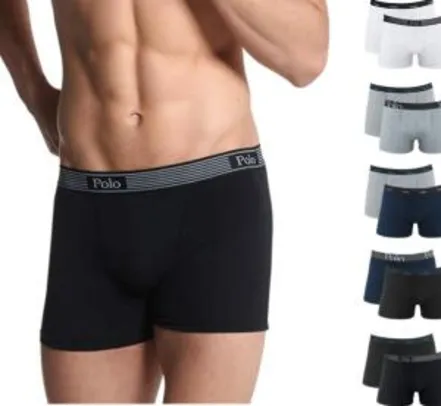 [PRIME] Kit com 10 Cuecas Boxer Cotton, Polo Match, Masculino | R$80