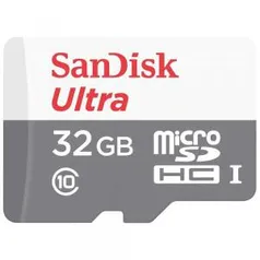 Cartão de Memória / MicroSD / Sandisk / Ultra Classe 10 / 80MB/S / 32GB R$21