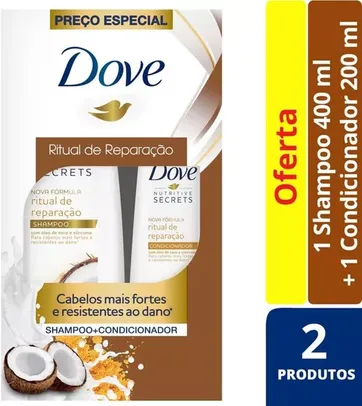 [ PRIME | REC ] Kit Dove Shampoo 400ml + Condicionador 200ml Nutritive Secrets Ritual de Reparação