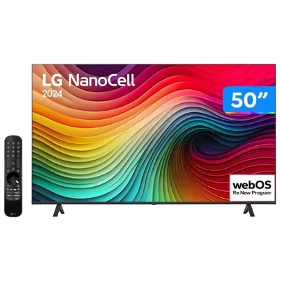 Smart TV 50 4K LCD LED NanoCell LG 50NANO80TSA WebOS 24 Processador α5 Ger7 Wi-Fi e Bluetooth com Alexa 3 HDMI 2 USB