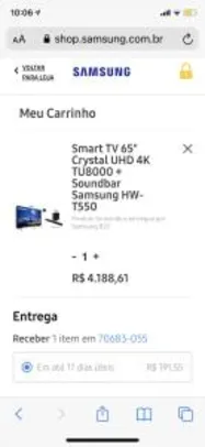 Tv crystal Samsung TU8000 + Soundbar | R$4.654