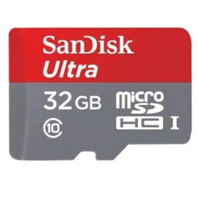 Saindo por R$ 37,84: [Ponto Frio] Cartão de Memória 32GB - SanDisk Ultra microSD Classe 10 - com Adaptador - R$37,84 | Pelando