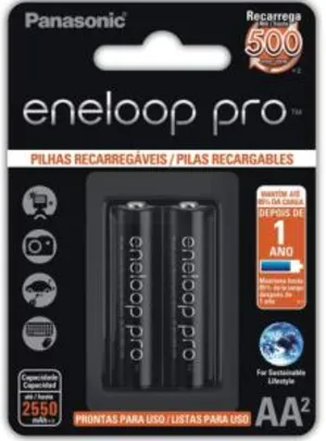 Pilhas Eneloop Pro Panasonic - 02 Pilhas Aa2- 2550mah | R$75