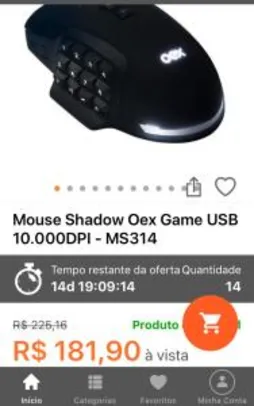 Mouse Oex Shadow Rgb 17 Botões 10k DPI