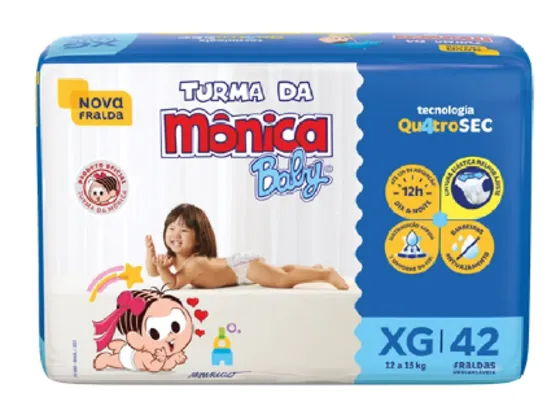 [Leve 2 por 38,99 cada] Fralda Turma Da Mônica Baby Mega Tamanho Xg Com 42 Unidades