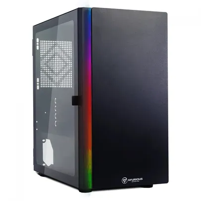 Gabinete Gamer XFurious Shield, Mid Tower, RGB, Vidro Temperado, Sem Fonte, Sem Fan, Black 