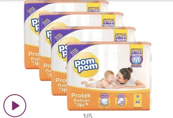 (APP) Kit Fraldas pompom Tam G, 4 pacotes com 40 unidades | R$95