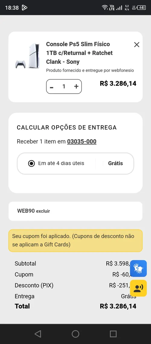 Imagem na descrição da promoção