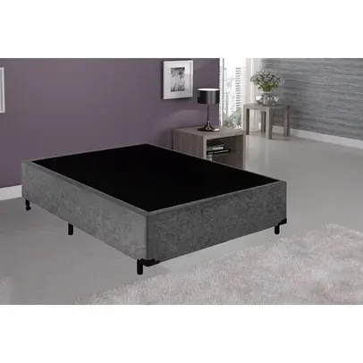 Cama Box Casal Base Suede Cinza 38x138x188