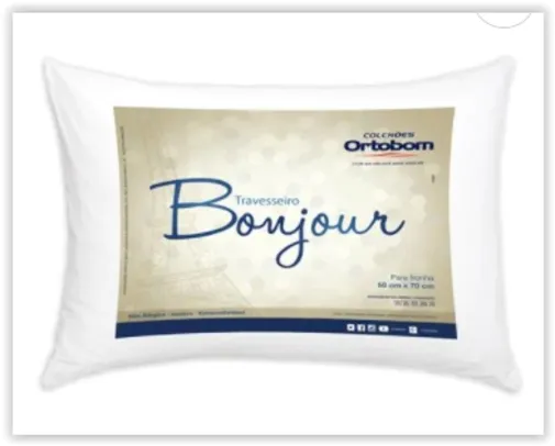Travesseiro Ortobom Bonjour em Fibra Siliconizada 50 x 70 cm - Branco | R$ 18