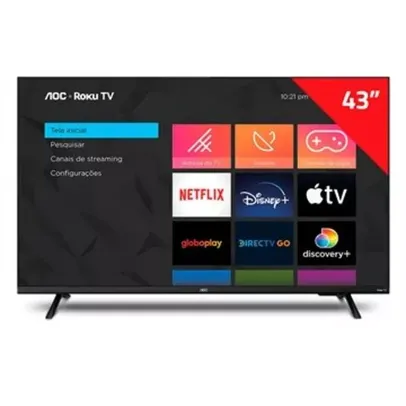 Smart TV LED 43 AOC 43S5135/78G, Full HD com Wi-Fi, 1 USB, 3 HDMI