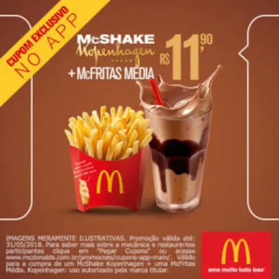 McShake Kopenhagen + McFritas Média no McDonald's - R$11,90