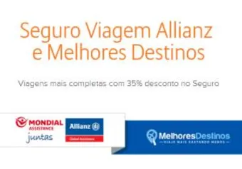 SEGURO VIAGEM ALLIANZ: cupom 35% de desconto