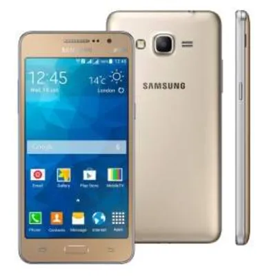 [Casa  Bahia] Smartphone Samsung Galaxy Gran Prime Duos G531H Dourado com Dual Chip, Tela de 5", Câmera 8MP, Android 5.1 e Processador Quad Core de 1.3Ghz por R$ 626