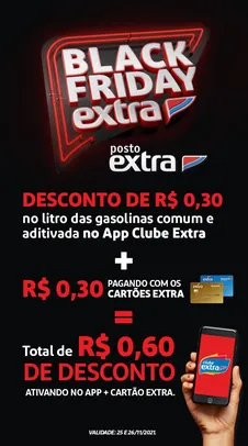Gasolina Comum e Aditivada | Desconto de R$0.30 + R$0.30 no Cartão EX