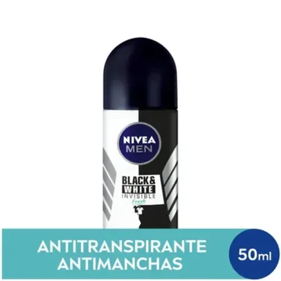 [Leve 3 R$3,74] Desodorante Antitranspirante Nivea Roll On Invisible Black & White Fresh 50ml