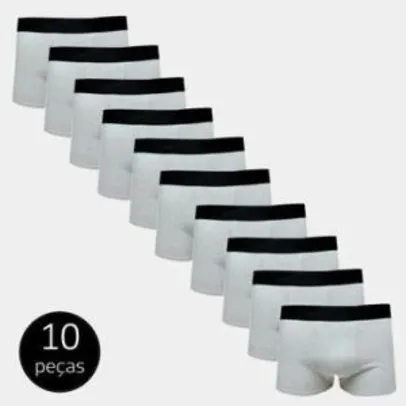 Kit Com 10 Cuecas Boxer Cotton Confort Masculina Part.B Cinza (Somente P) | R$60