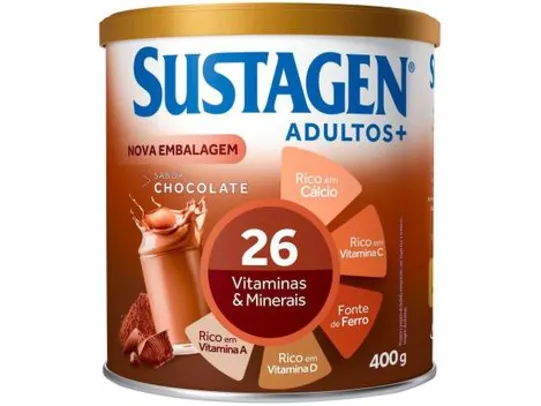 [C. Ouro+ magalupay R$68] [03 unid] Comp. Alimentar Sustagen Adultos+ 400g - Chocolate | R$122
