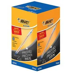 [PRIME] 50 canetas BIC Cristal, Precisão, Ponta Fina, Azul. | R$ 34