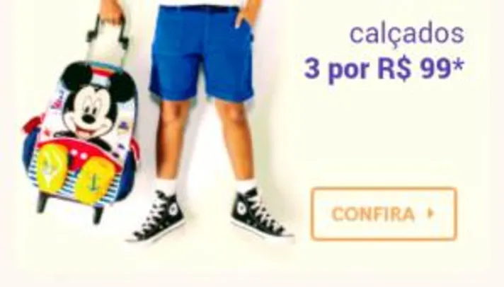 3 calçados por R$ 99 na Tricae