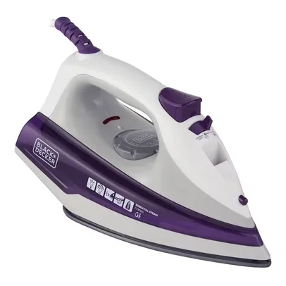 Ferro de Passar a Vapor Black Decker FX1000 com Base Antiaderente - Branco e Roxo