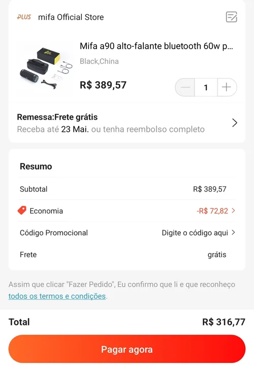 Imagem na descrição da promoção