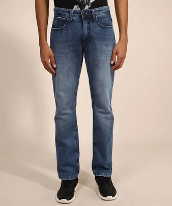 Calça Jeans Masculina Slim Straight Azul Médio