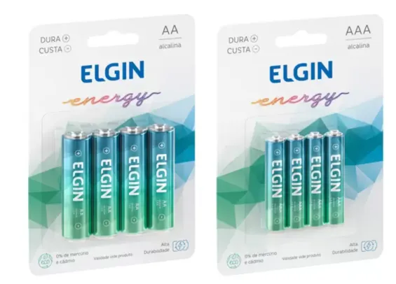 Kit Pilhas Elgin 4 Unidades AA + 4 Unidades AAA - Fonte de Energia