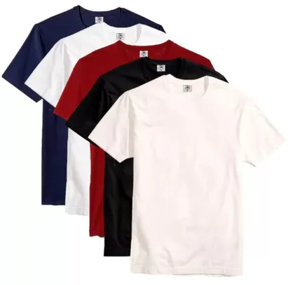 Kit com 5 Camisetas Slim Básica Algodão Part.B Enseada Masculino - Preto