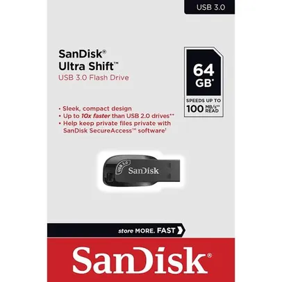 Pendrive SanDisk Ultra Shift, 64GB, USB 3.0, SDCZ410-064G-G46