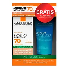 Kit Protetor Solar Facial La Roche-Posay Anthelios Airlicium Pele Clara FPS70 40g + Gel de Limpeza Effaclar Concentrado 40g