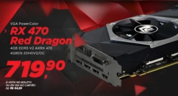 Placa de Vídeo VGA PowerColor RX 470 Red Dragon 4GB DDR5 por R$720