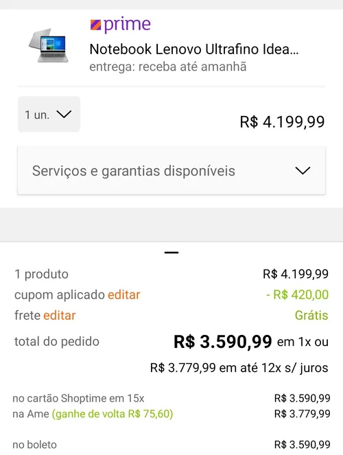 Imagem na descrição da promoção