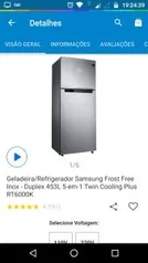 Geladeira/Refrigerador Samsung Frost Free Inox - Duplex 453L 5-em-1 Twin Cooling Plus RT6000K - R$2812